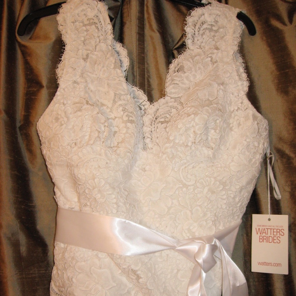 Watters Brides white lace bridal wedding top